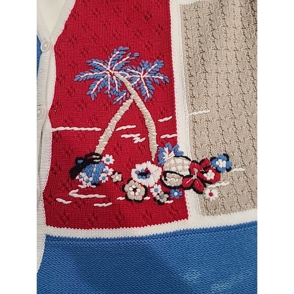 Koret Coastal Grandma Short Sleeve Sweater Patriotic Embroidered Beach Size L - Picture 8 of 12